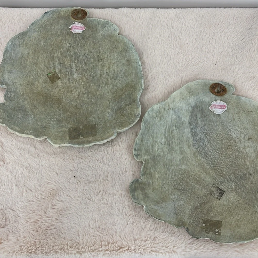 SPOONTIQUES PAIR OF VINTAGE WALL HANGERS Decorative Rabbit Wall Plaques